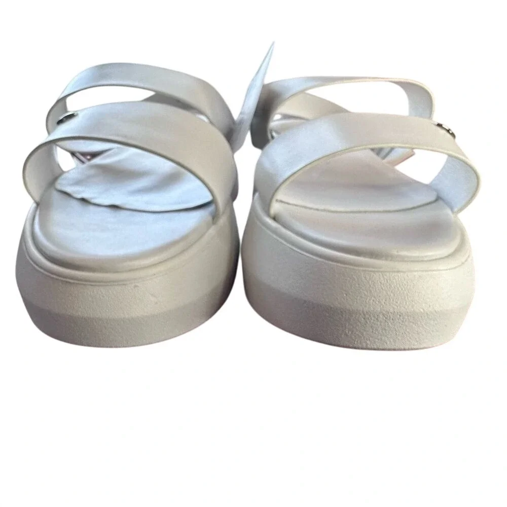 Alberto Guardiani White Leather Platform Slingback Sandals Made in Italy Size 40
